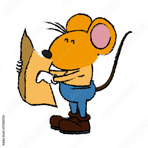 Cute mouse worker cartoon icon vector illustration graphic design