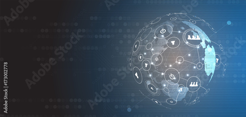 Artificial intelligence. Technology web background. Virtual concept