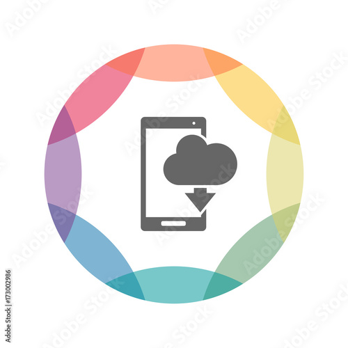 farbiges Icon - Smartphone - Cloud Download