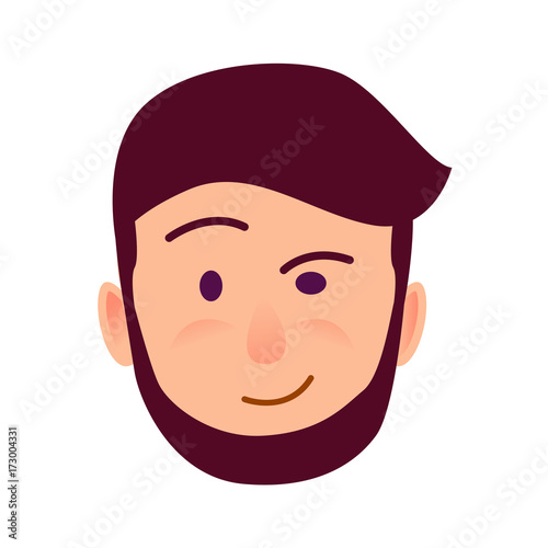 Distrustful Young Man Face Flat Vector Icon
