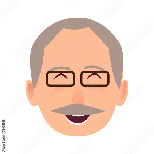 Laughing Face of Gray-haired Old Man Close-up