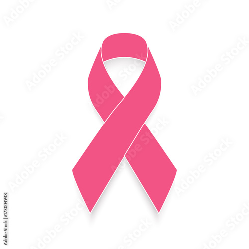Pink Ribbon with shadow. Breast cancer awareness symbol