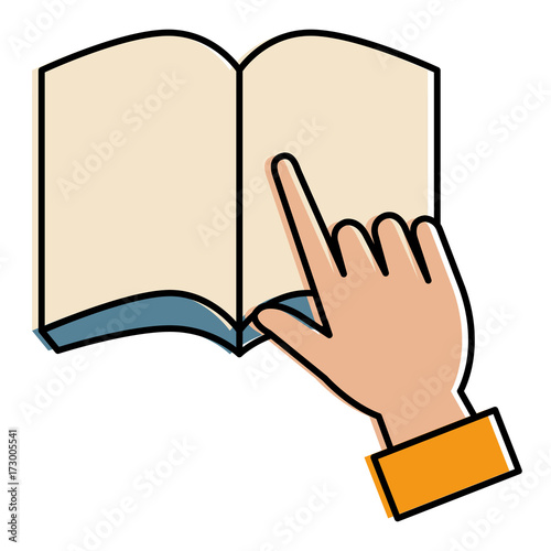 hands reader with text book school icon