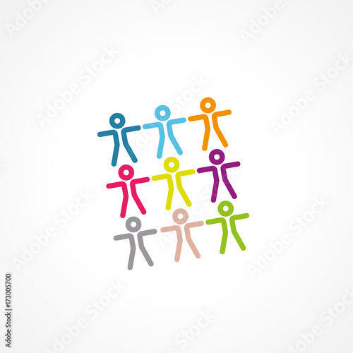 groupe gens,silhouettes colorées