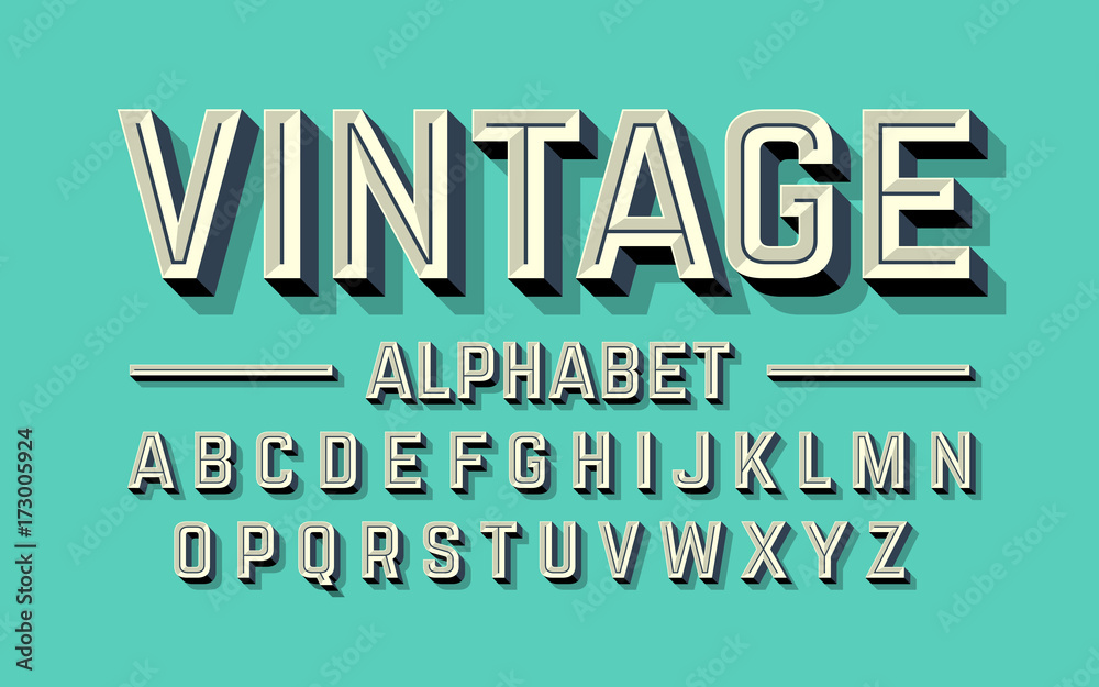 Naklejka premium Retro style 3d alphabet