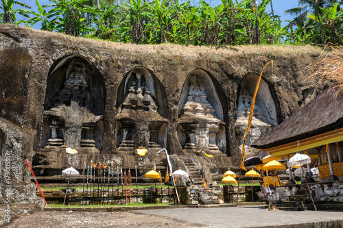 Ganung Kawi Temple. temple complex centered around royal tombs carved into stone cliffs in the 11th century. Bali, Indonesia photo