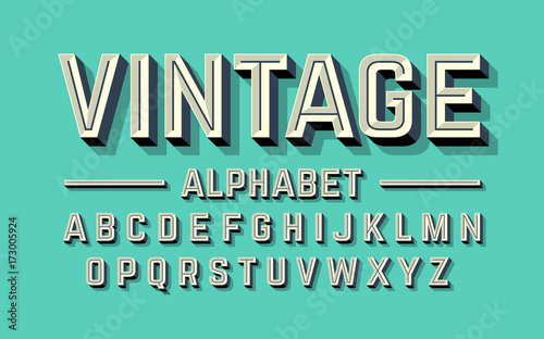 Obraz na plátne Retro style 3d alphabet