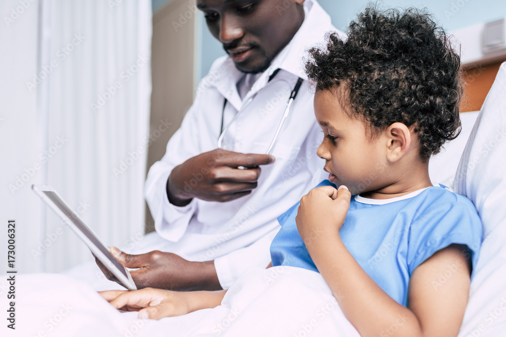african american doctor and patient with tablet african american doctor and patient with tablet