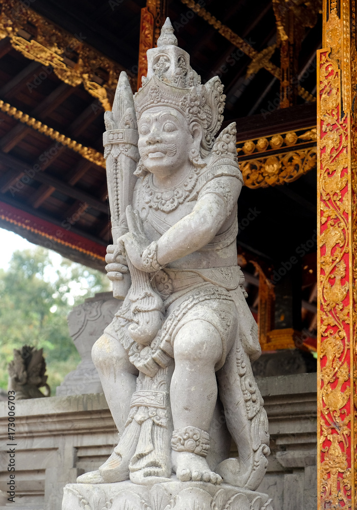 Decorated statue of traditional hindu god, at Ganung Kawi Temple, Bali, Indonesia