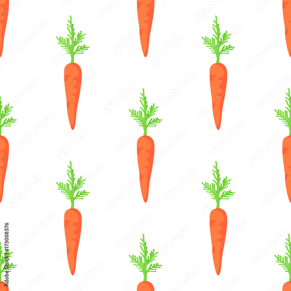Carrots with Green Leaves Seamless Pattern. Vector Carrots with Green Leaves Seamless Pattern. Vector