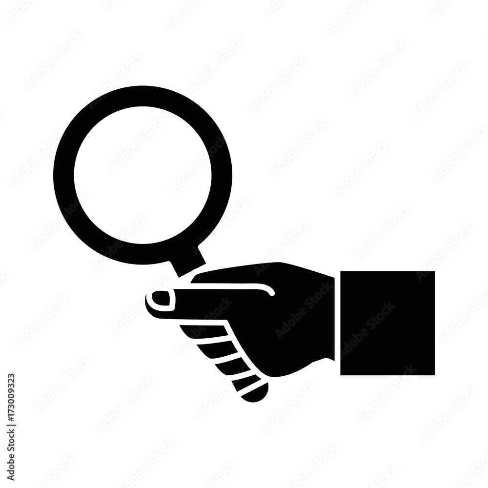 hand with magnifying glass isolated icon hand with magnifying glass isolated icon