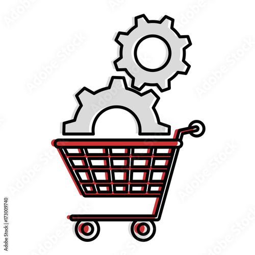 shopping cart with gears