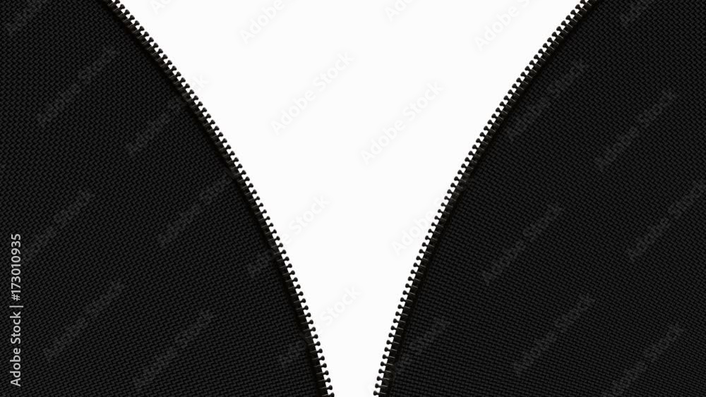 Black zipper on a carbon like material.
Animation of opening slider on black material with mask included.