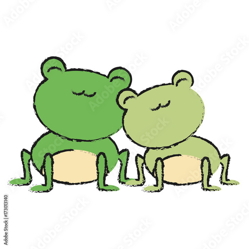 couple of cute frogs icon