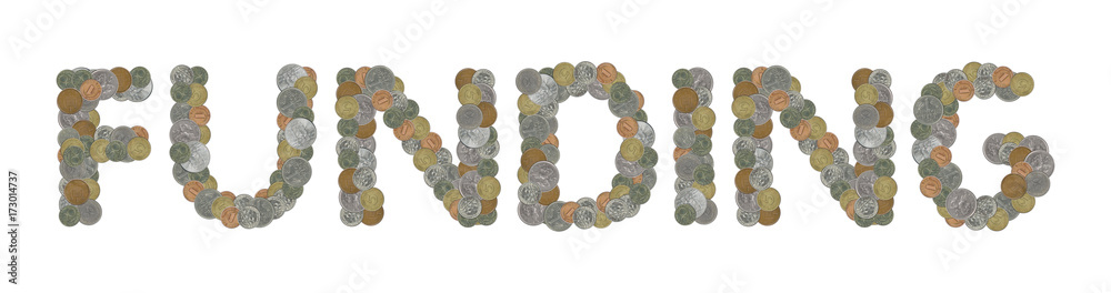 Fotografie FUNDING – Coins on white background