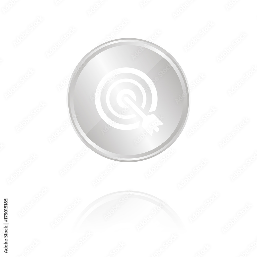 Zielscheibe - Silber Münze mit Reflektion Zielscheibe - Silber Münze mit Reflektion