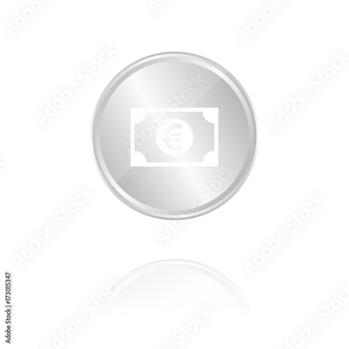 Eurozeichen - Silber Münze mit Reflektion