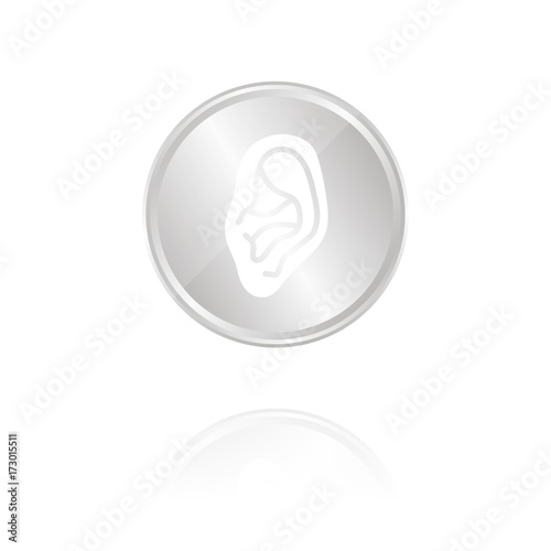 Gehör - Silber Münze mit Reflektion