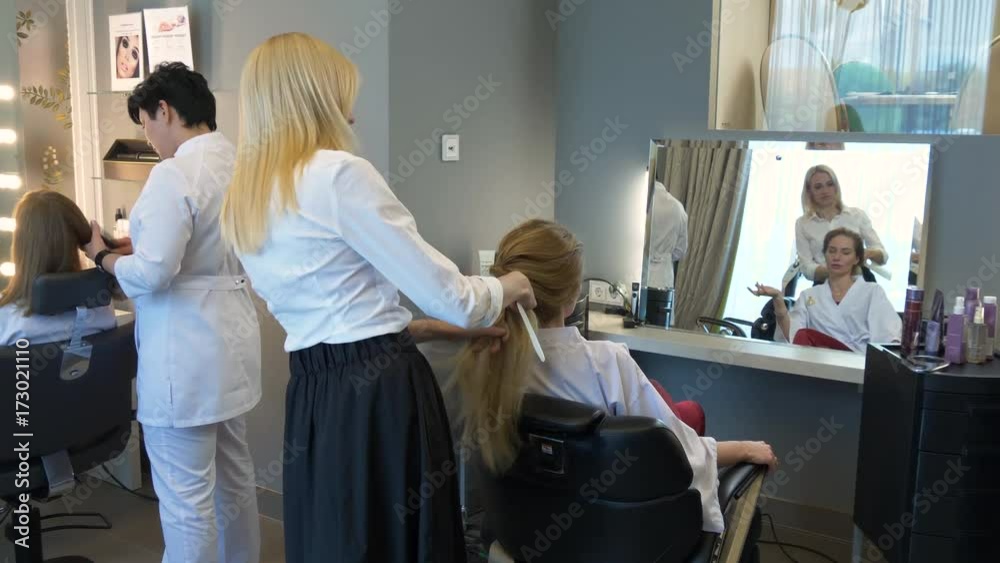 Work on the stylish haircut of the client. Professionals Spa. Work on the stylish haircut of the client. Professionals Spa.