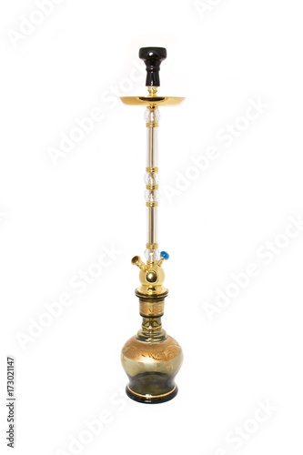 Colorful arabic hookah on white background. 