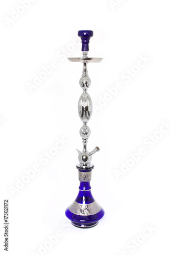 Colorful arabic hookah on white background. 