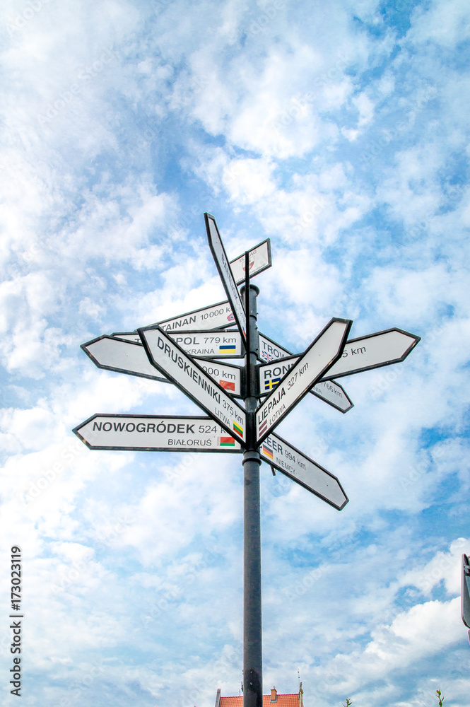 Distances in kilometers in Elblag city in Poland showing distances to others city. Distances in kilometers in Elblag city in Poland showing distances to others city.