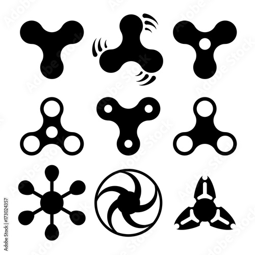Hand spinners silhouettes, icons