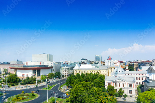 street view of downtown in Bucharest, Romanian