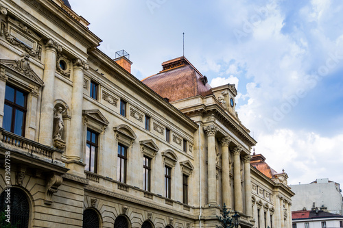 antique building view in Old Town Bucharest, Romanian