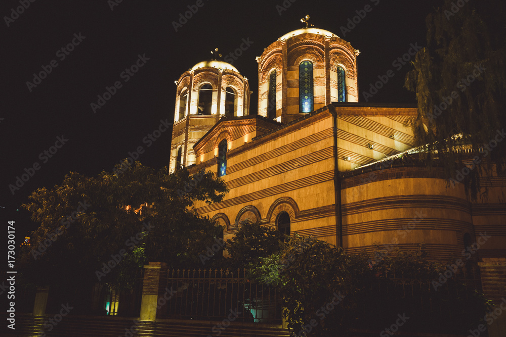 illuminated Church at night in Georgia
