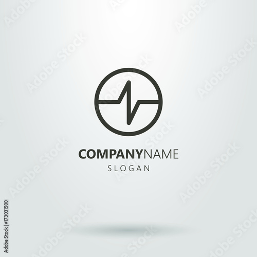 Black and white line art logo of pulse trace in a round frame