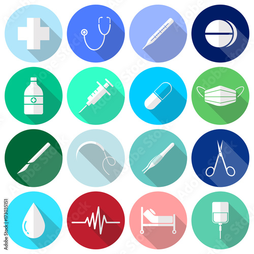 Medical Icons (White & Long Shadow)