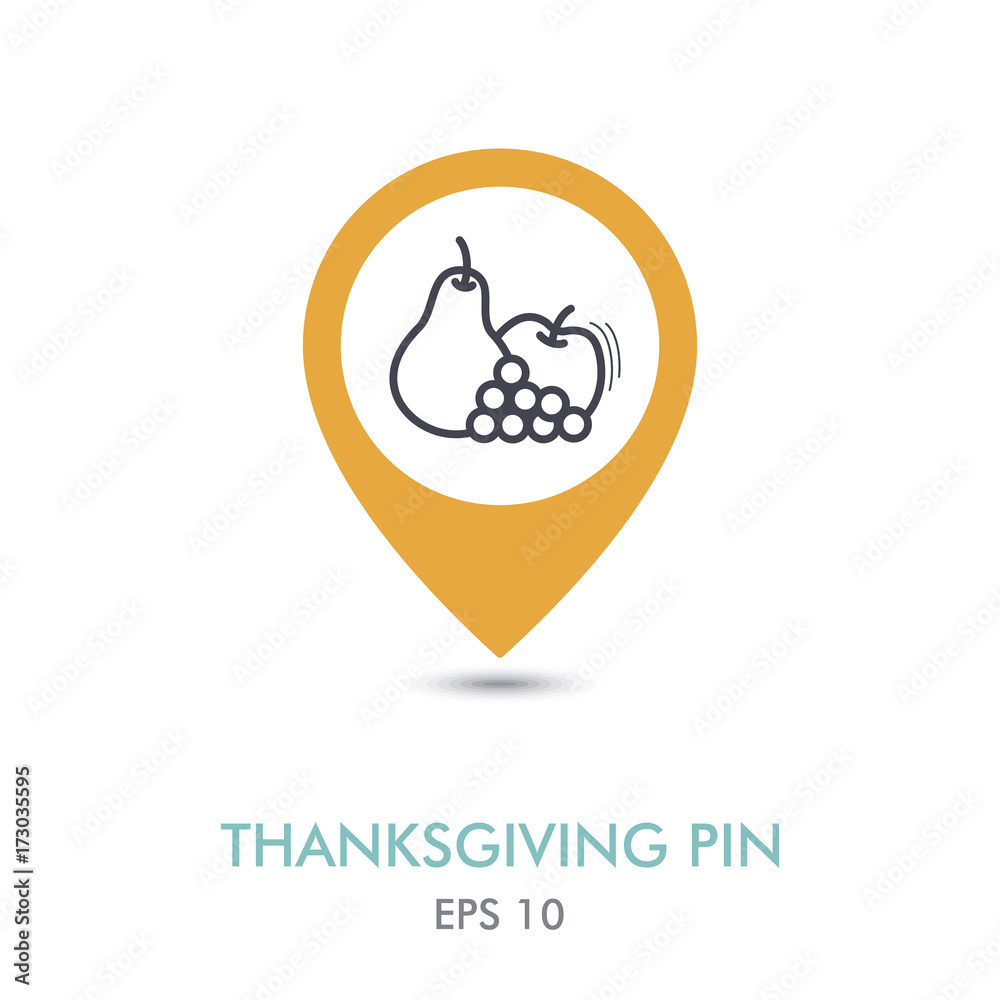 Apple, Grapes and Pear mapping pin icon. Harvest Apple, Grapes and Pear mapping pin icon. Harvest