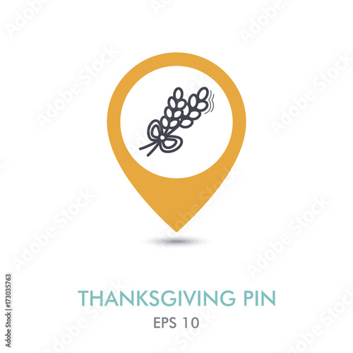 Spikelets wheat mapping pin icon. Harvest
