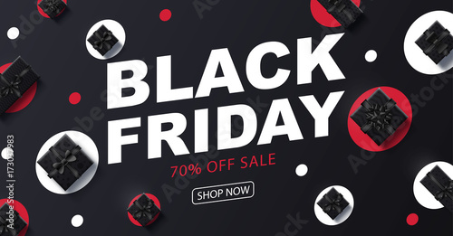 black Friday 2018 place for text christmas boxes top view design