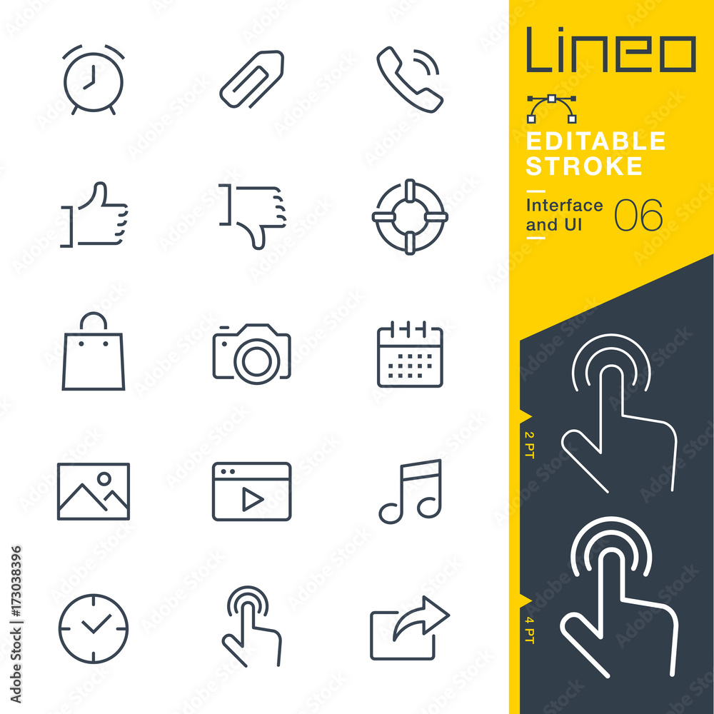 Lineo Editable Stroke - Interface and UI line icons
Vector Icons - Adjust stroke weight - Expand to any size - Change to any colour