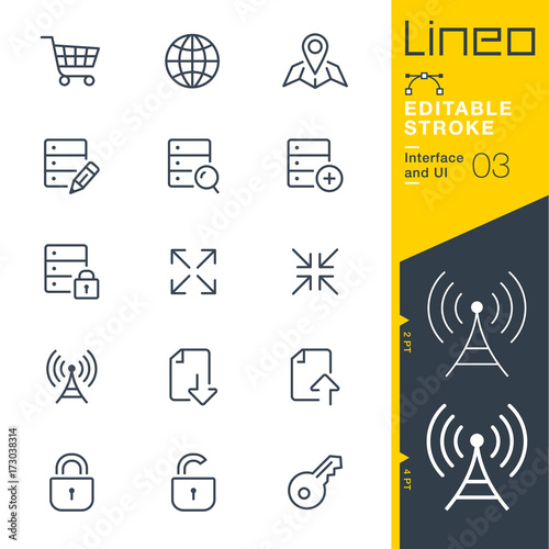 Lineo Editable Stroke - Interface and UI line icons
Vector Icons - Adjust stroke weight - Expand to any size - Change to any colour