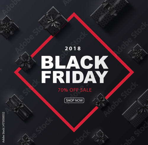 black Friday 2018 place for text christmas boxes top view design