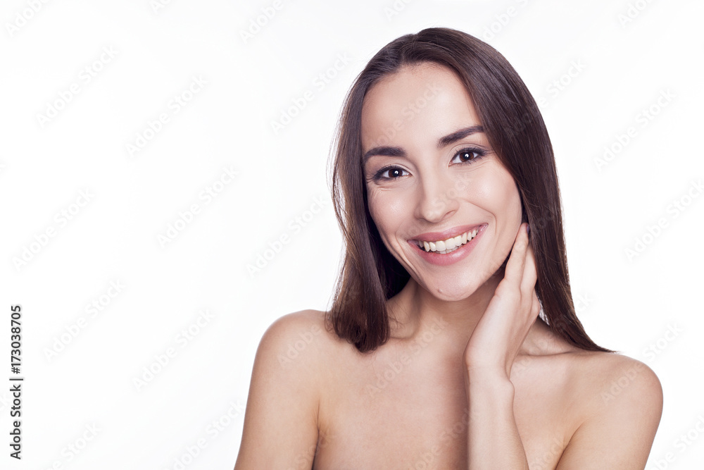 Young brunette beautiful model portrait isolated on white Young brunette beautiful model portrait isolated on white