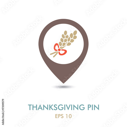 Spikelets wheat mapping pin icon. Harvest
