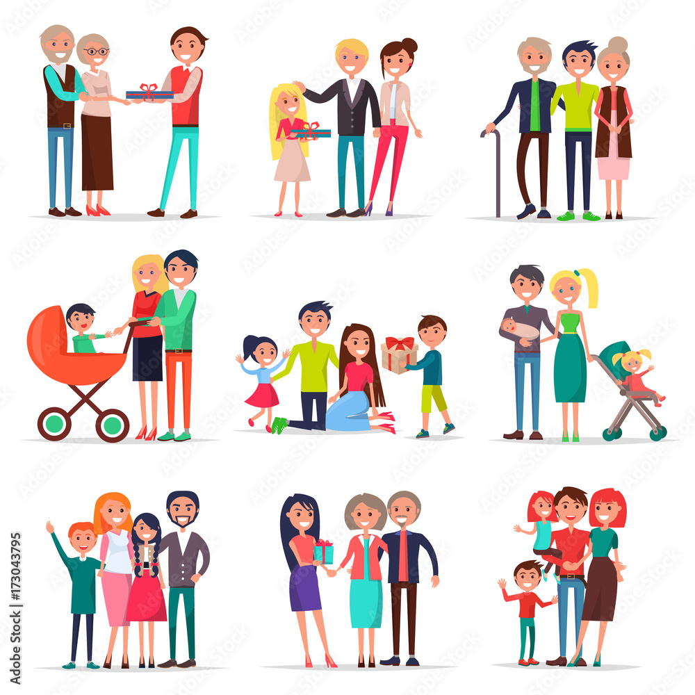 Concept of Parents Day on White Background Flat