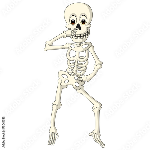 Cartoon funny human skeleton dancing