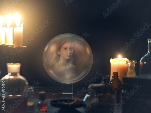 Slika na platnu Witchcraft. The hands of witches, magic ball
