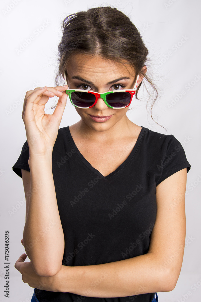 Beautiful woman sunglasses for summer and eye-wear concept close up Beautiful woman sunglasses for summer and eye-wear concept close up