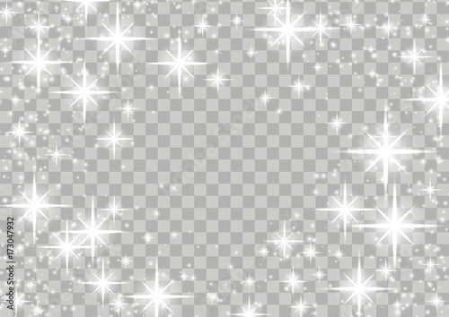 Bright shimmering star glow magical frame layout over checkered background