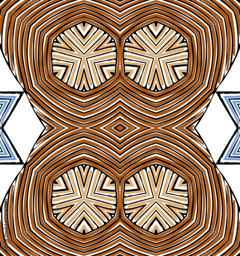 Seamless striped vector pattern. Vintage colored decorative repainting background with tribal and ethnic motifs. Abstract geometric roughly hatched shapes colored with hand drawn brush stokes.