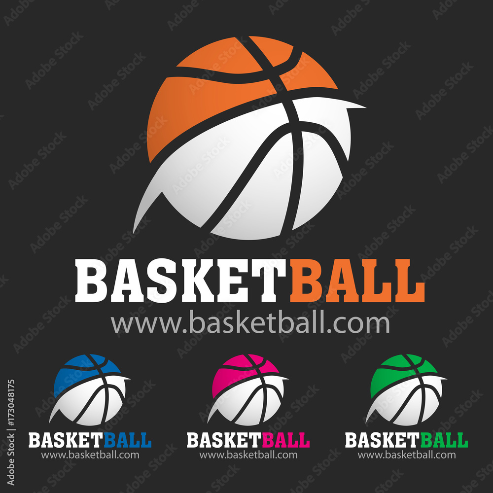 Naklejka premium logo club sport basket basketball ballon couleurs 