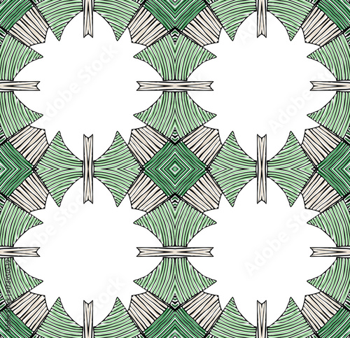 Seamless striped vector pattern. Vintage colored decorative repainting background with tribal and ethnic motifs. Abstract geometric roughly hatched shapes colored with hand drawn brush stokes.