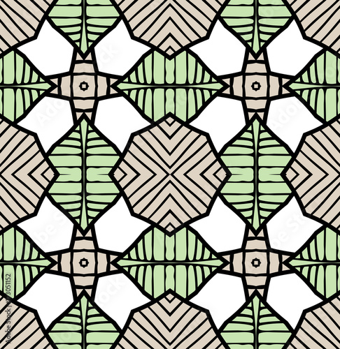 Seamless striped vector pattern. Vintage colored decorative repainting background with tribal and ethnic motifs. Abstract geometric roughly hatched shapes colored with hand drawn brush stokes.