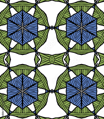 Seamless striped vector pattern. Vintage colored decorative repainting background with tribal and ethnic motifs. Abstract geometric roughly hatched shapes colored with hand drawn brush stokes.